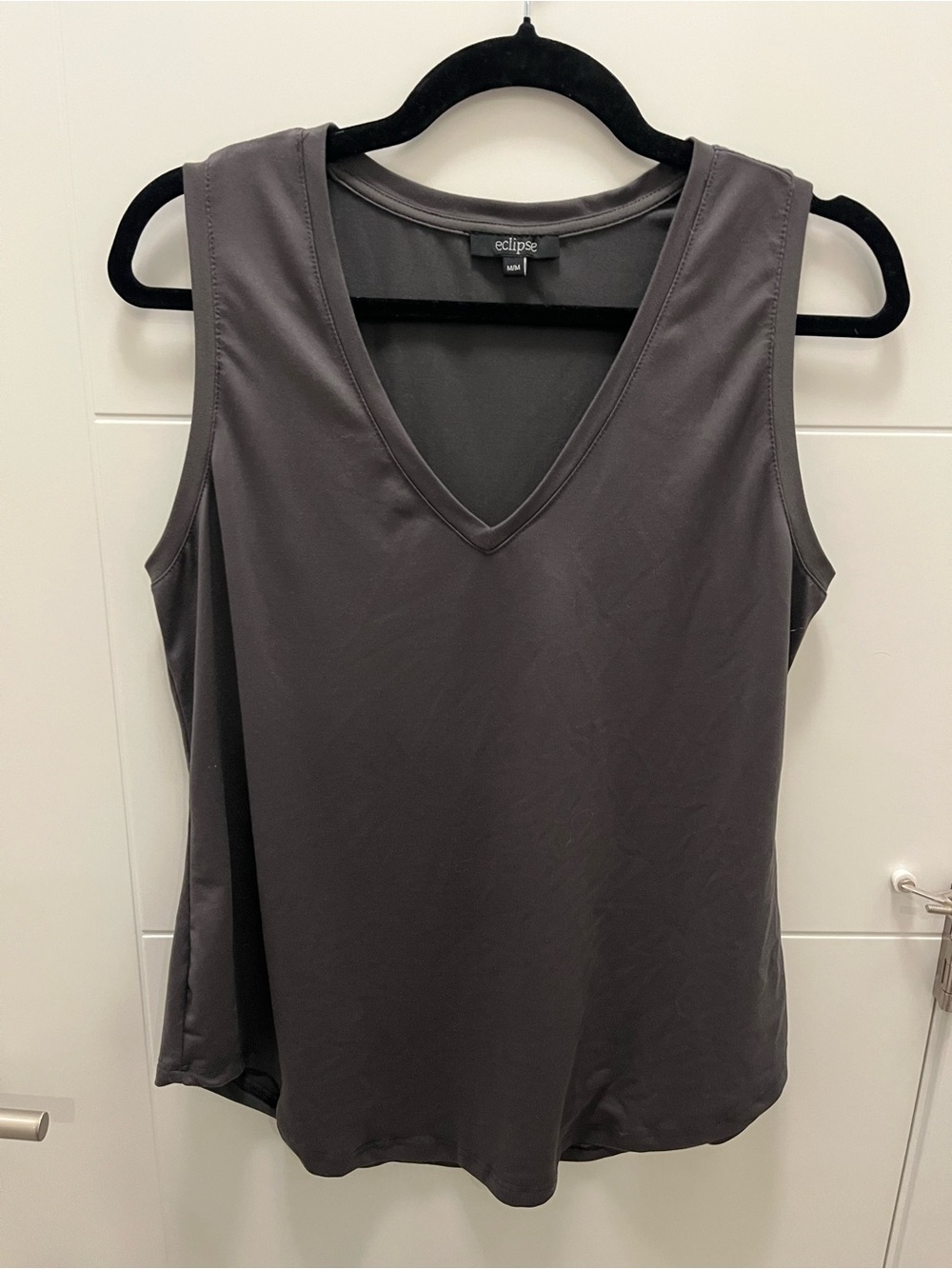 Eclipse Women's V-Neck Sleeveless Top — Charcoal Medium